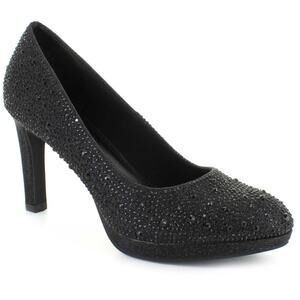 Silver Slipper Flirty Rhinestone Pumps Black Glitter Womens 8.5W Wide Width 4"